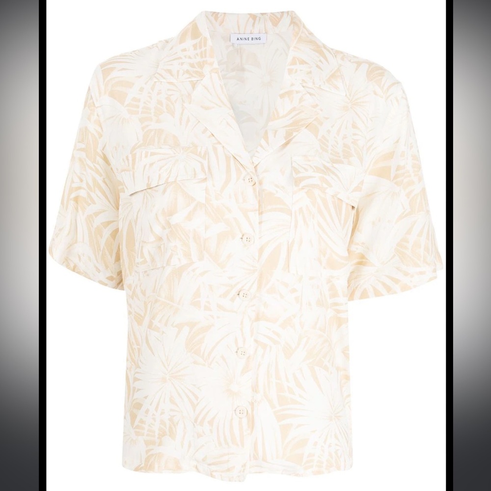 Anine Bing Cream and Tan Button Down Shirt